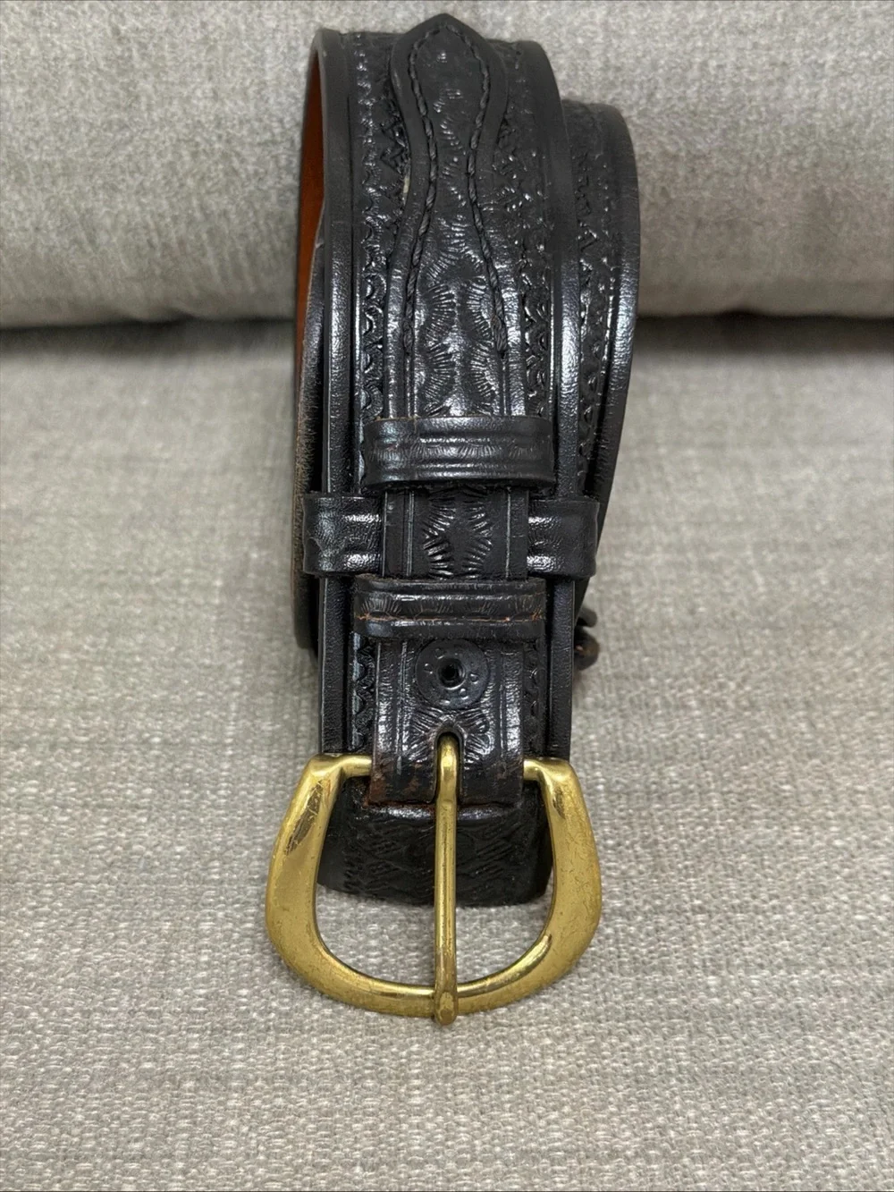 Vintage Don Hume Basket Weave River Belt Black